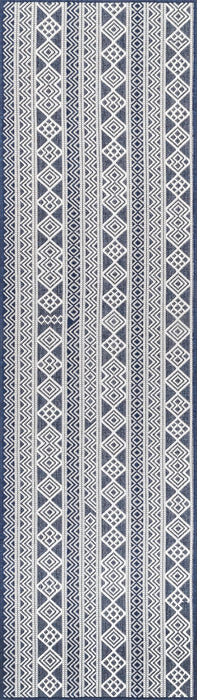 Tribal Striped Area Rug for Indoor Outdoor Use Navy 170x240 cm