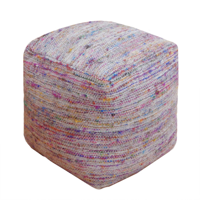 Trinity Pouf Hand Woven Wool Polyester Grey Charcoal Multi