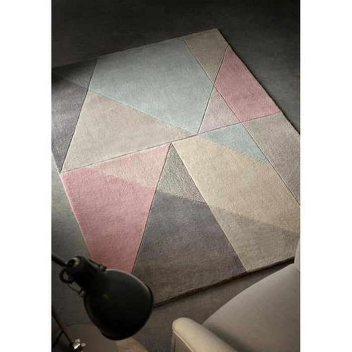 Trio moderne geometrische driehoeken handgesneden zacht pastel/veelkleurig vloerkleed