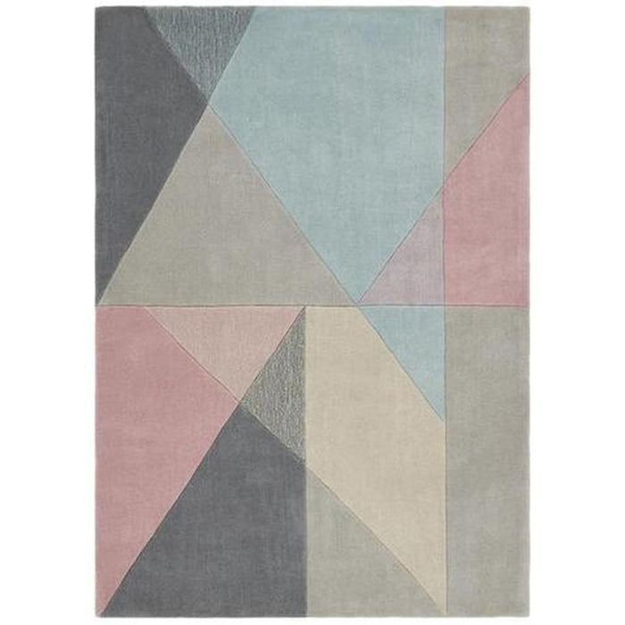 Trio moderne geometrische driehoeken handgesneden zacht pastel/veelkleurig vloerkleed