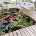 Tropicana 725 K Botanical Floral Durable Stain-Resistant Weatherproof Flatweave In-Outdoor Black/Green/Gold/Multicolour Rug