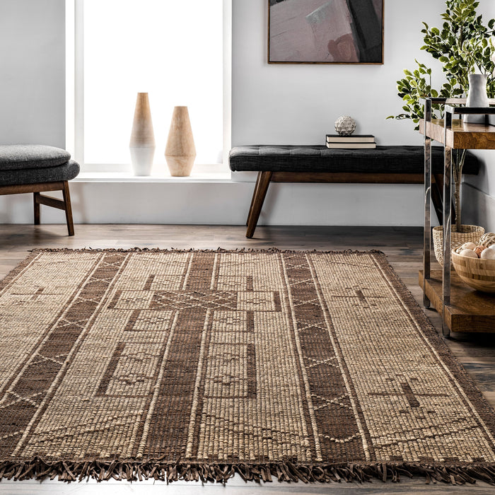 Tuareg Heritage jute vloerkleed 150 cm natuurlijk design