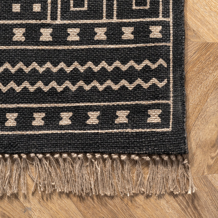 Tuareg Inspired Jute Area Rug in Black