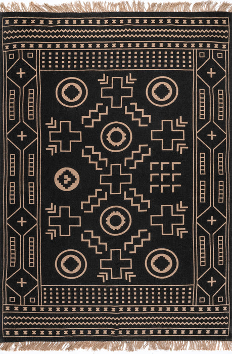 Tuareg Inspired Jute Area Rug in Black