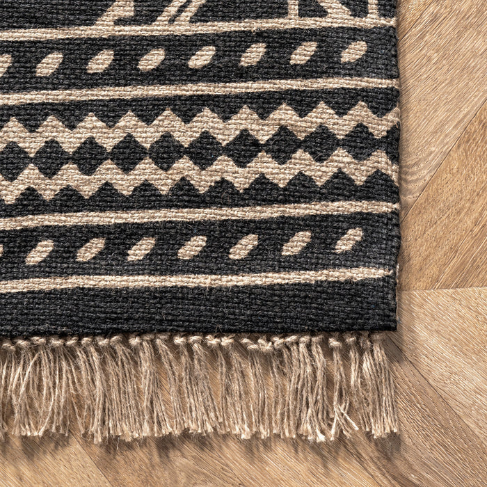 Tuareg Jute Area Rug Black 160x240 cm Rustic Home Decor