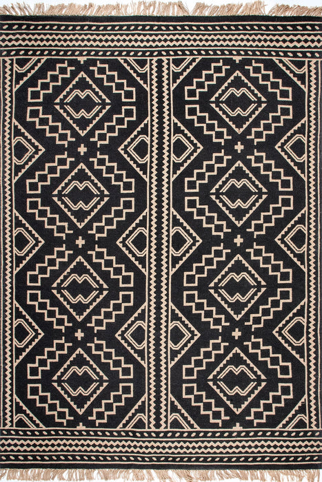 Tuareg Jute Area Rug Black 160x240 cm Rustic Home Decor