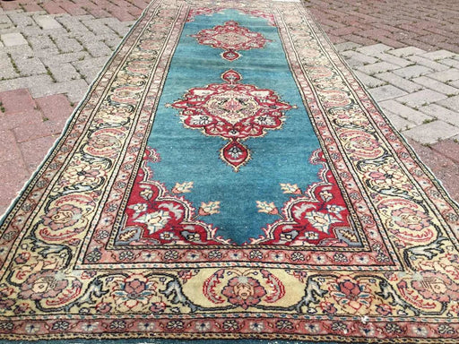 Turkish Hand Knotted Area Rug 265cm x 102cm 1930s