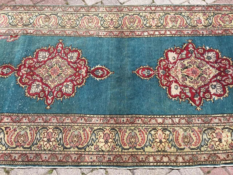 Turkish Hand Knotted Area Rug 265cm x 102cm 1930s