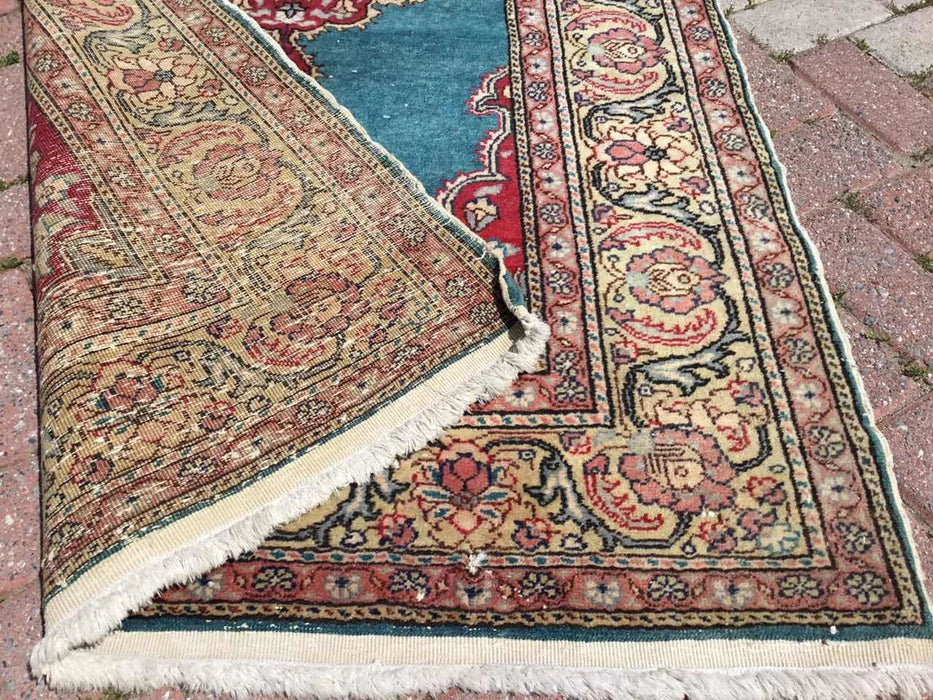 Turkish Hand Knotted Area Rug 265cm x 102cm 1930s