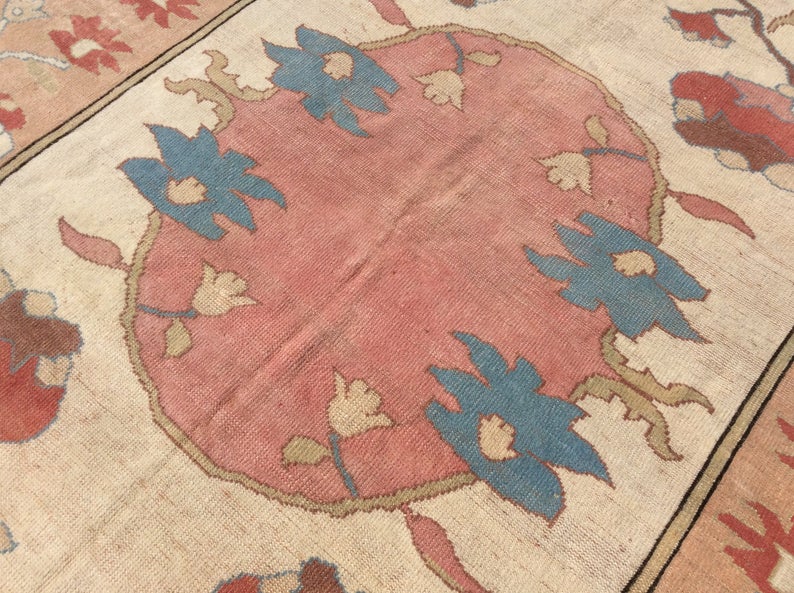 Turkish Hand Knotted Area Rug 284cm x 203cm 1940s