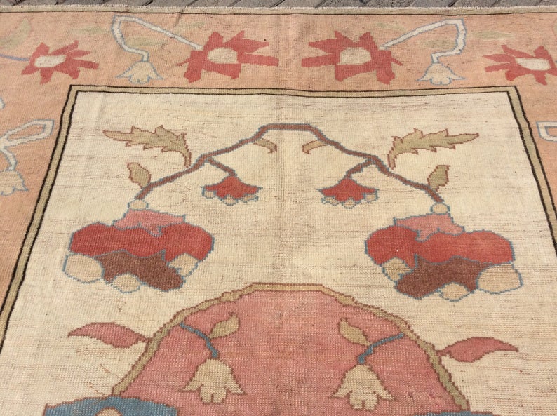 Turkish Hand Knotted Area Rug 284cm x 203cm 1940s