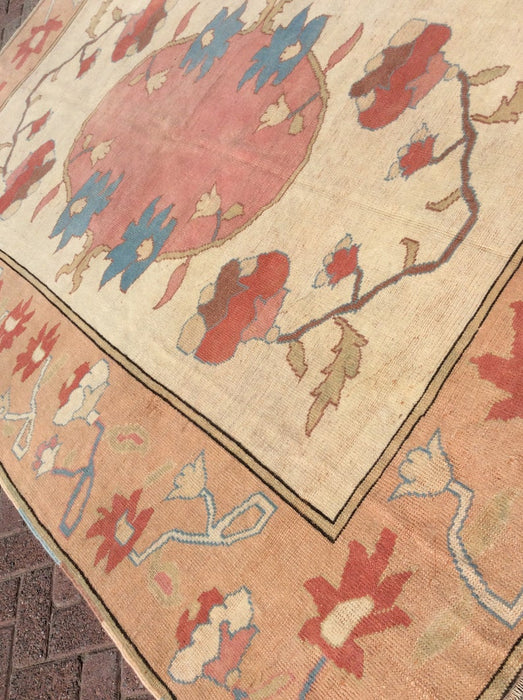 Turkish Hand Knotted Area Rug 284cm x 203cm 1940s