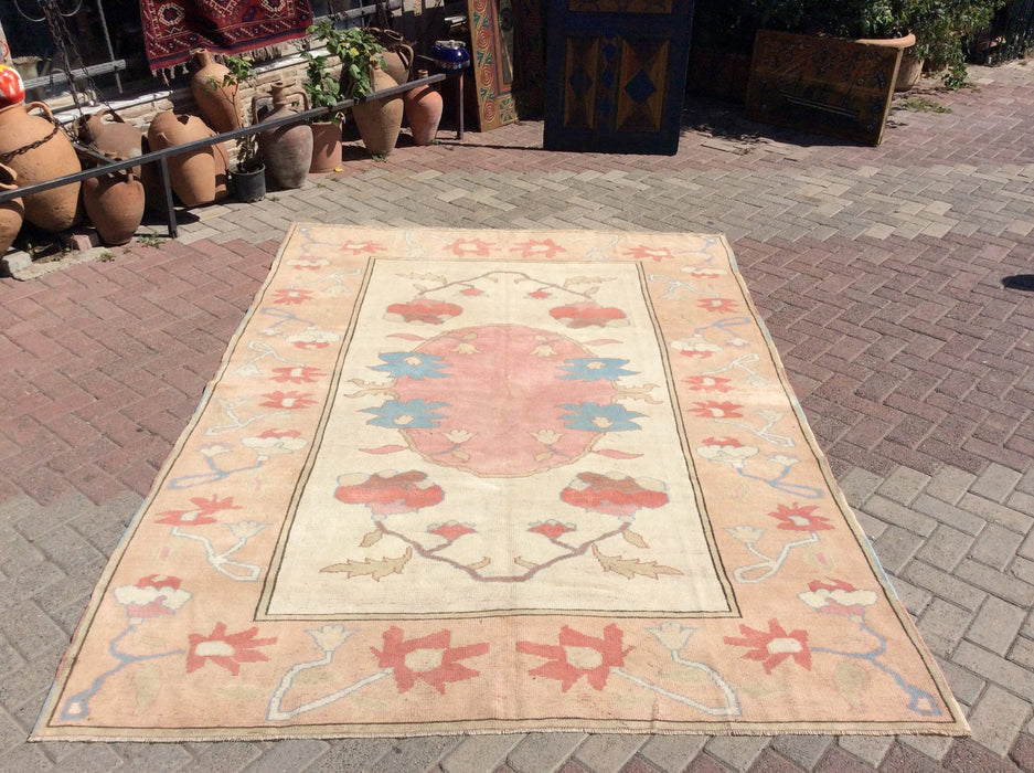 Turkish Hand Knotted Area Rug 284cm x 203cm 1940s