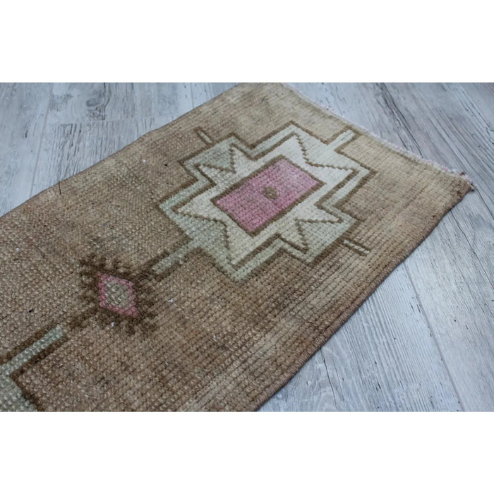 Turks handgeknoopt mini-tapijt 35 x 77 cm vintage design