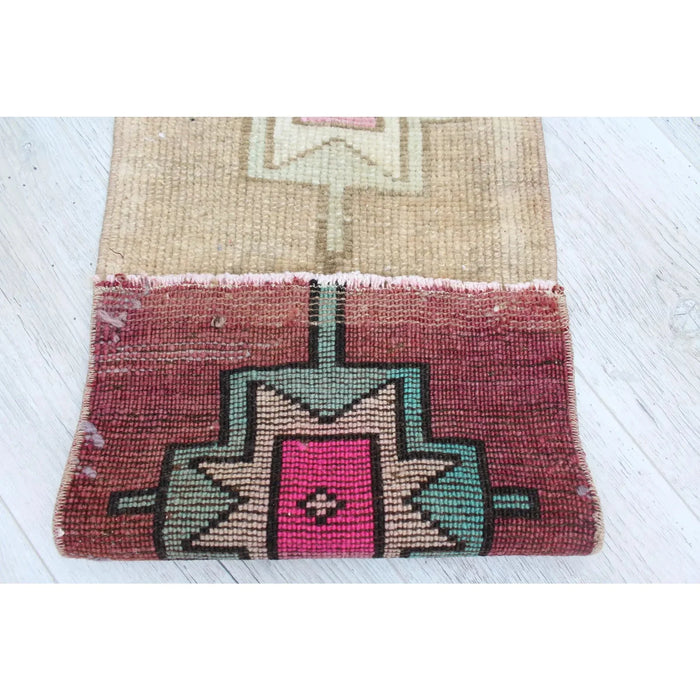 Turks handgeknoopt mini-tapijt 35 x 77 cm vintage design