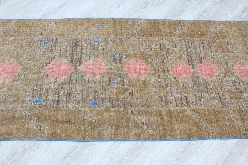 Turkish Hand Knotted Runner Rug 305x76cm 1930s