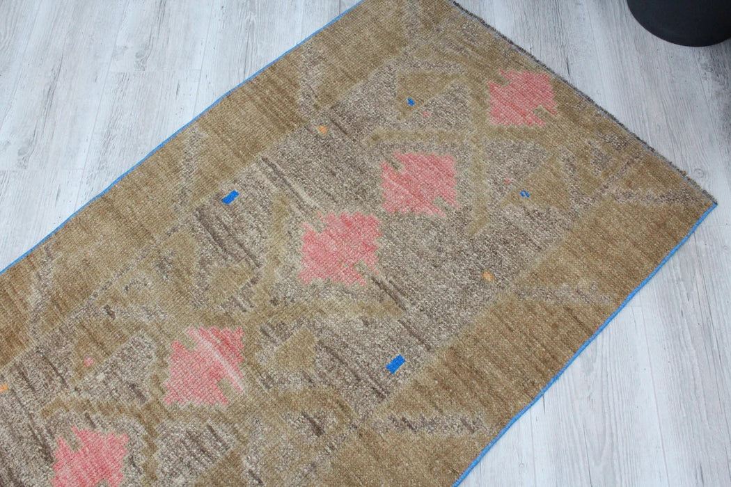 Turkish Hand Knotted Runner Rug 305x76cm 1930s