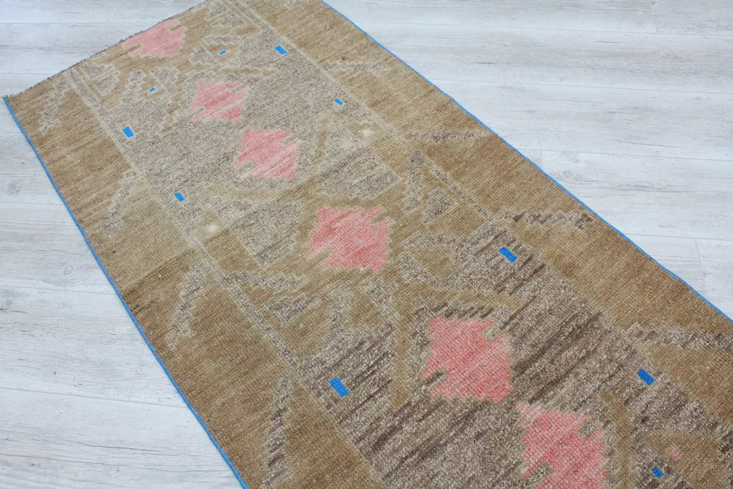 Turkish Hand Knotted Runner Rug 305x76cm 1930s