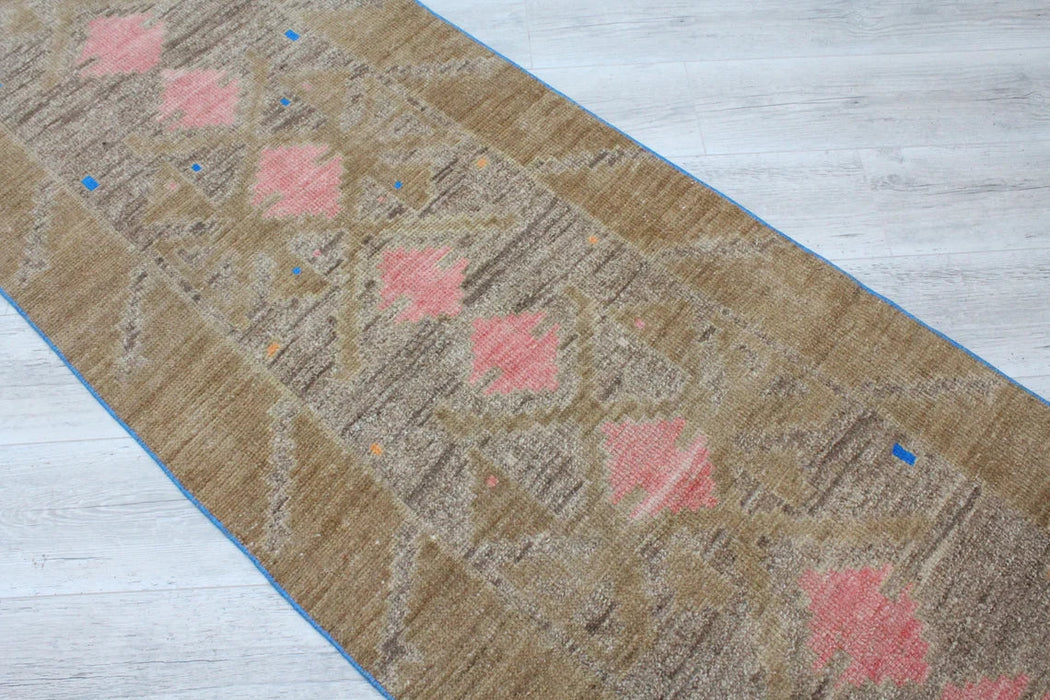 Turkish Hand Knotted Runner Rug 305x76cm 1930s