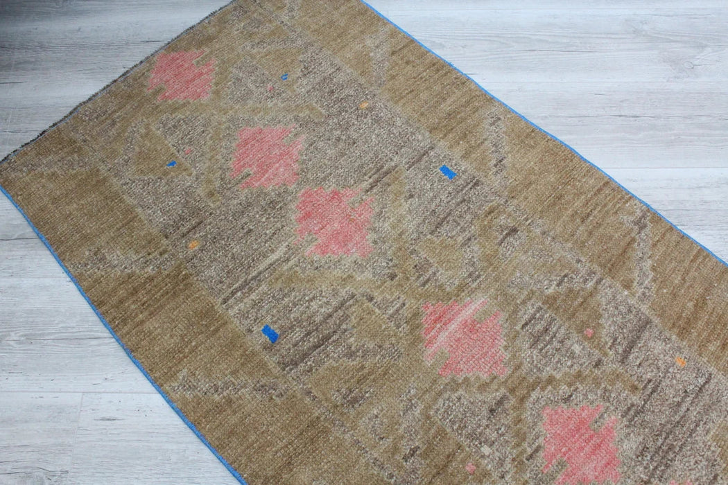 Turkish Hand Knotted Runner Rug 305x76cm 1930s