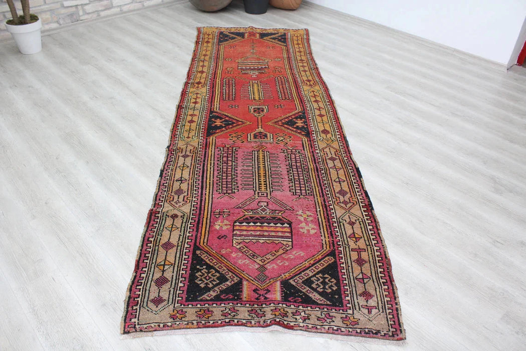 Turkish Hand-Knotted Runner Rug 331Cm X 108Cm Vintage