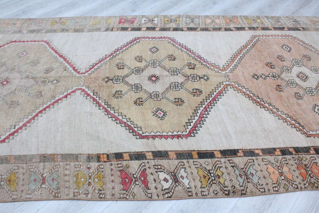 Turkish Hand-Knotted Vintage Runner Rug 390cm x 142cm