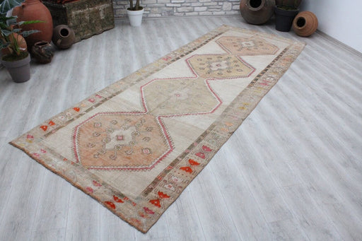Turkish Hand-Knotted Vintage Runner Rug 390cm x 142cm