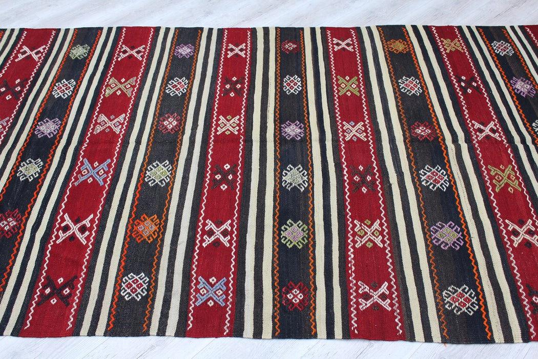 Turkish Kilim Area matto 145x268 cm Vintage Wool Artisan Crafted