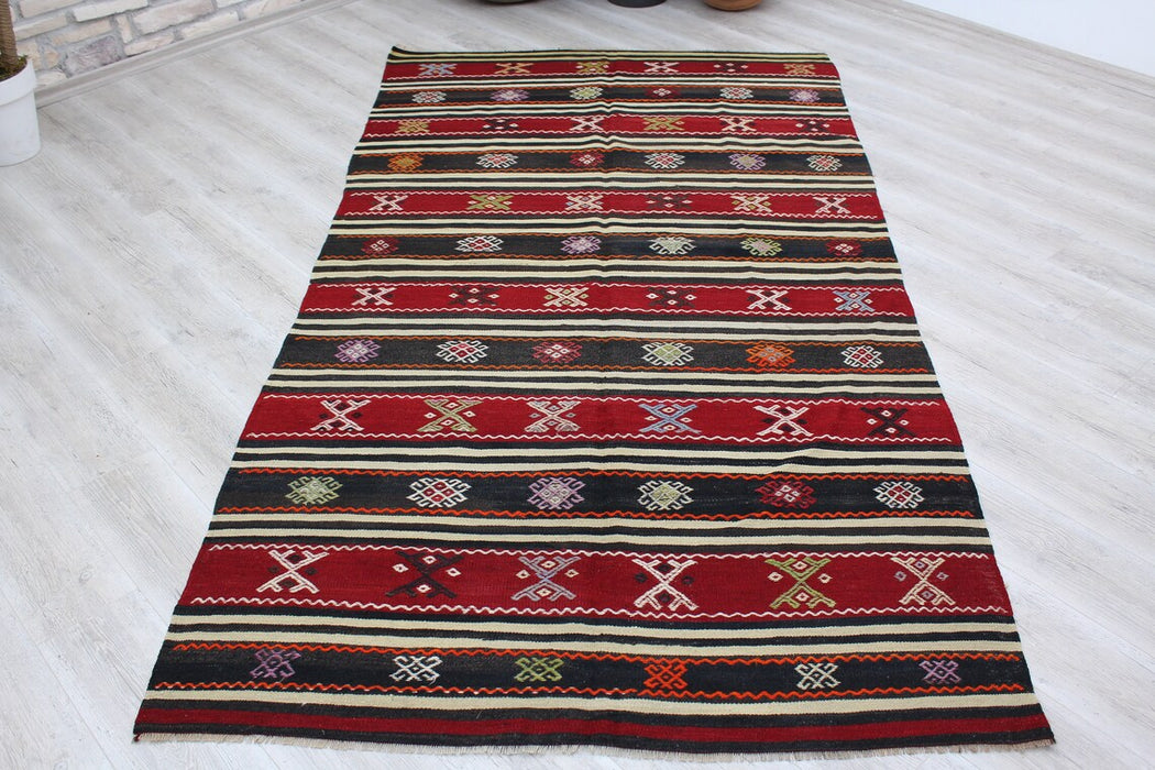 Turkish Kilim Area matto 145x268 cm Vintage Wool Artisan Crafted