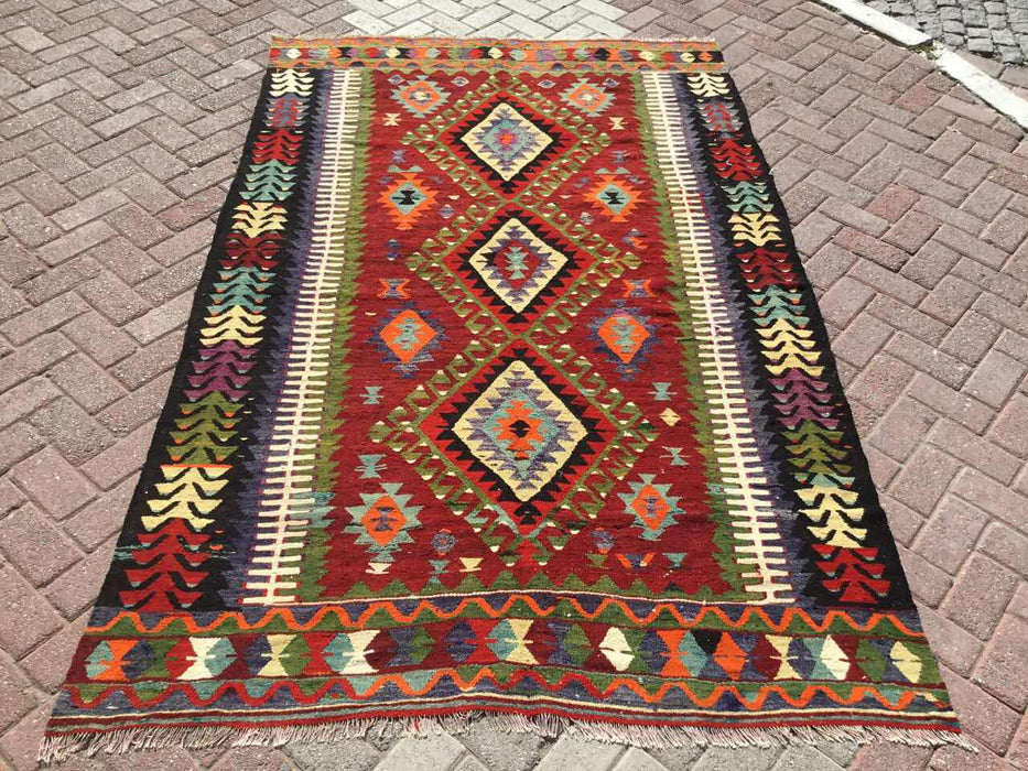 Turkish Kilim Area Rug 159cm x 251cm Geometric Patterns