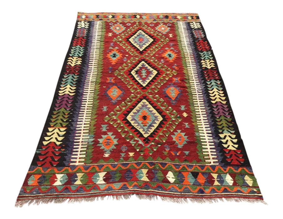 Turkish Kilim Area Rug 159cm x 251cm Geometric Patterns