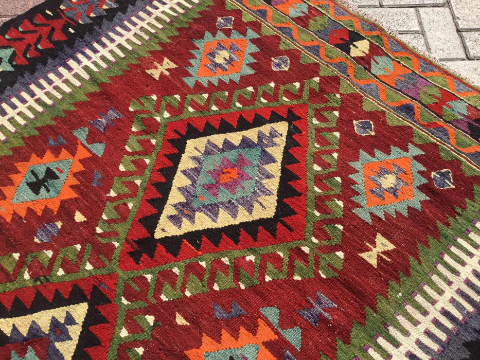 Turkish Kilim Area Rug 159cm x 251cm Geometric Patterns