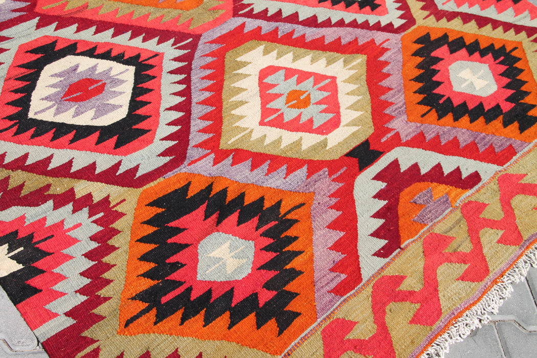 Turkish Kilim Area Rug 170x259 cm Handcrafted Vintage Design