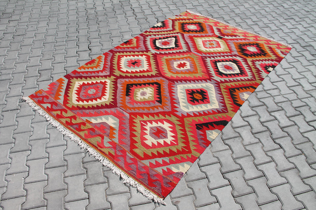 Turkish Kilim Area Rug 170x259 cm Handcrafted Vintage Design