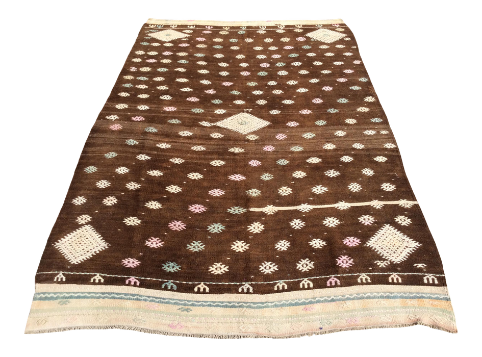 Turkish Kilim Area Rug 190cm x 234cm Vintage Wool Design