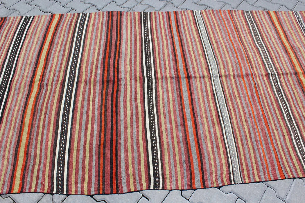 Turks kelim vloerkleed 329cm x 142cm handgemaakt vintage