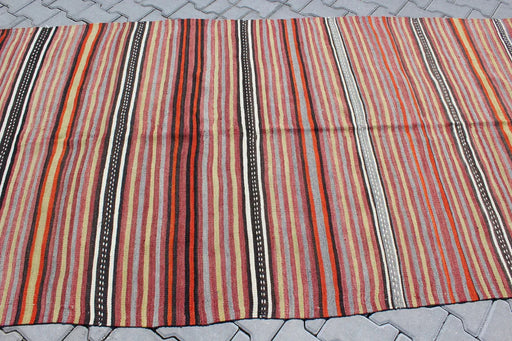 Turks kelim vloerkleed 329cm x 142cm handgemaakt vintage