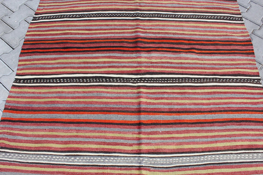 Turks kelim vloerkleed 329cm x 142cm handgemaakt vintage