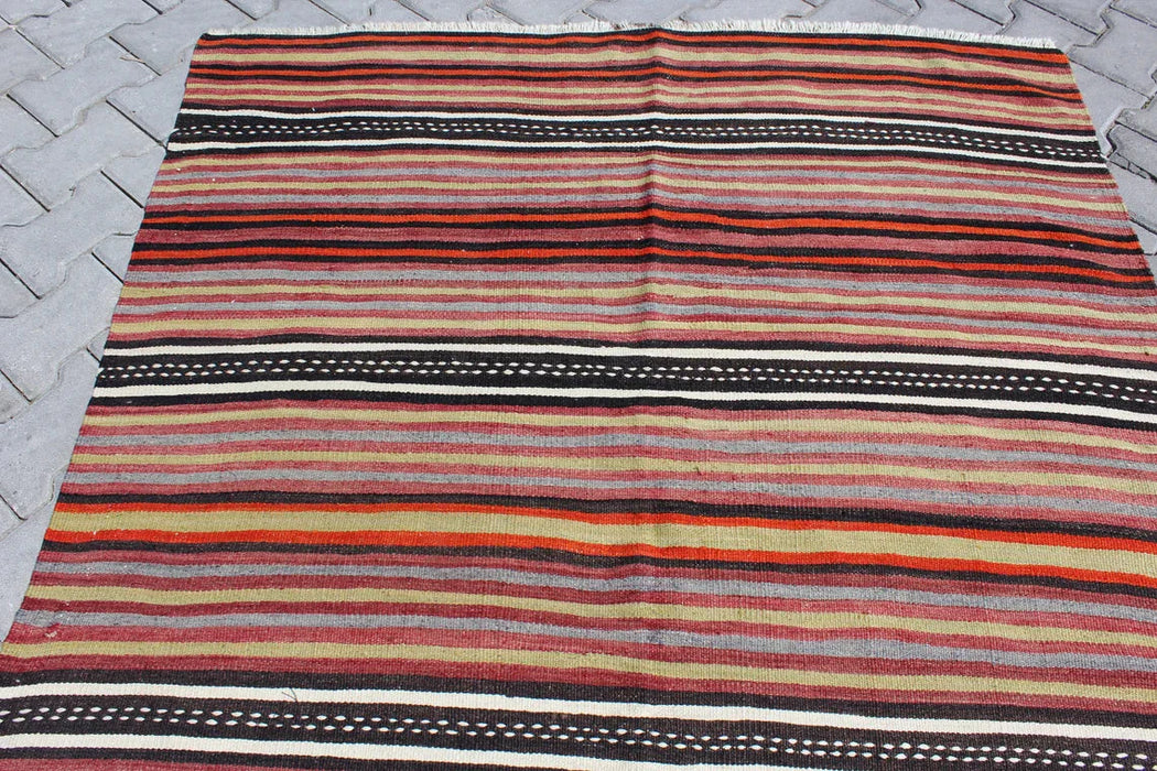 Turks kelim vloerkleed 329cm x 142cm handgemaakt vintage