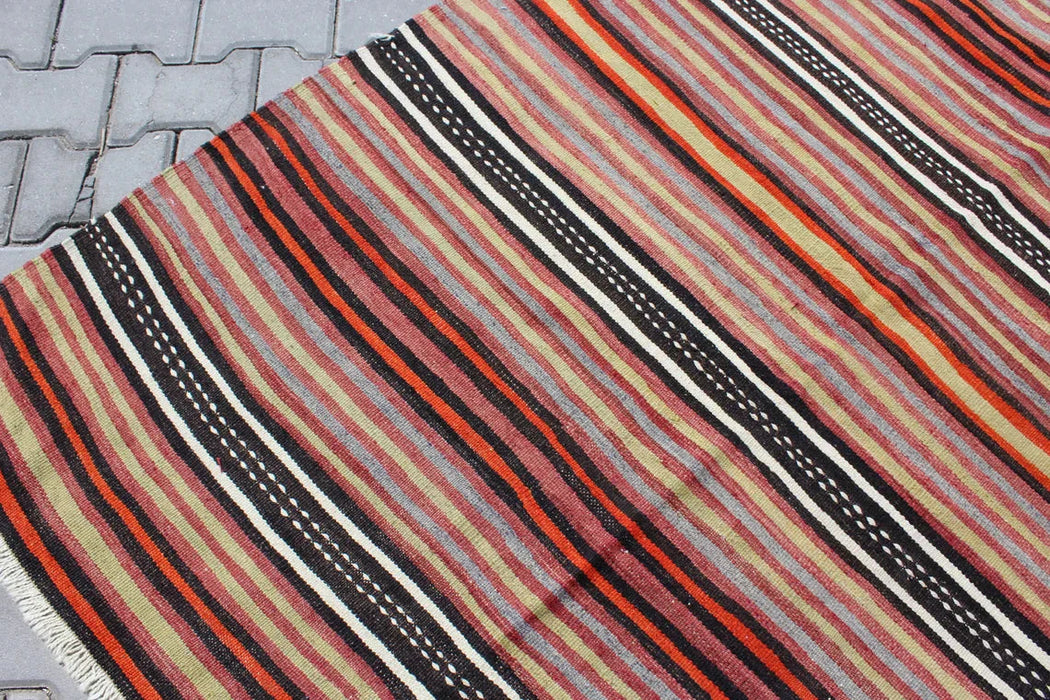 Turks kelim vloerkleed 329cm x 142cm handgemaakt vintage