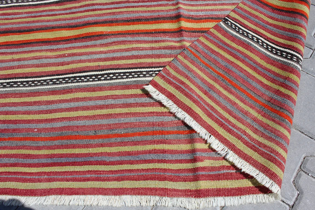 Turks kelim vloerkleed 329cm x 142cm handgemaakt vintage