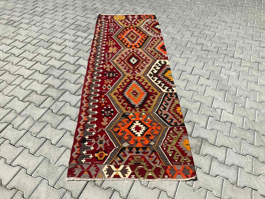 Turkse Kelim Gang Runner 277cm x 97cm Vintage #257