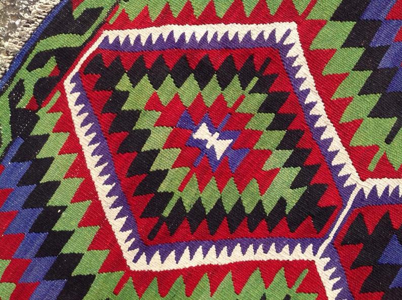 Turkish Kilim Rug 122cm x 96cm Handwoven Vintage Piece