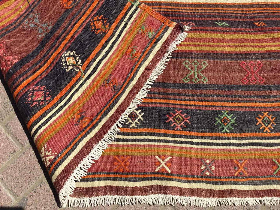 Turks kelimkleed 140x229 cm handgeweven vintage strepen