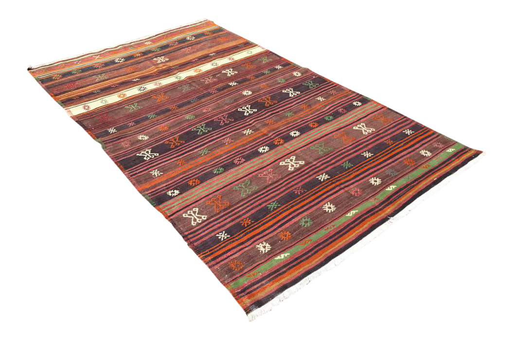 Turks kelimkleed 140x229 cm handgeweven vintage strepen