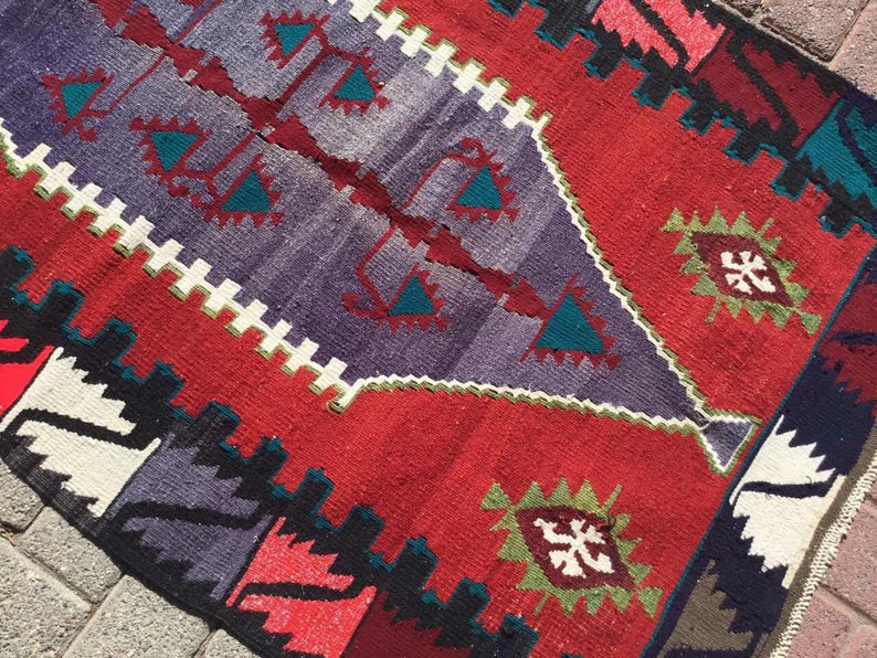 Turkish Kilim Rug 145cm x 86cm Handwoven Vintage Design