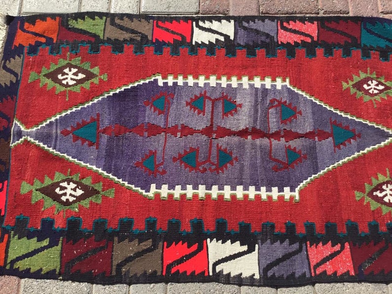 Turkish Kilim Rug 145cm x 86cm Handwoven Vintage Design