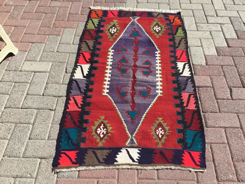Turkish Kilim Rug 145cm x 86cm Handwoven Vintage Design