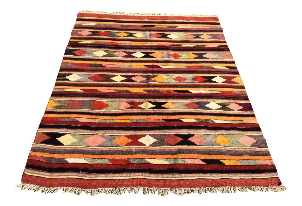 Turkish Kilim Rug Daisy 185cm x 241cm Handcrafted Vintage