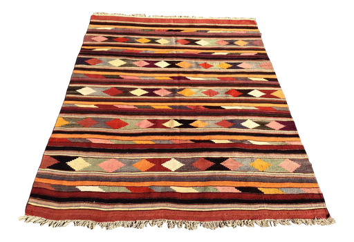 Turkish Kilim Rug Daisy 185cm x 241cm Handcrafted Vintage
